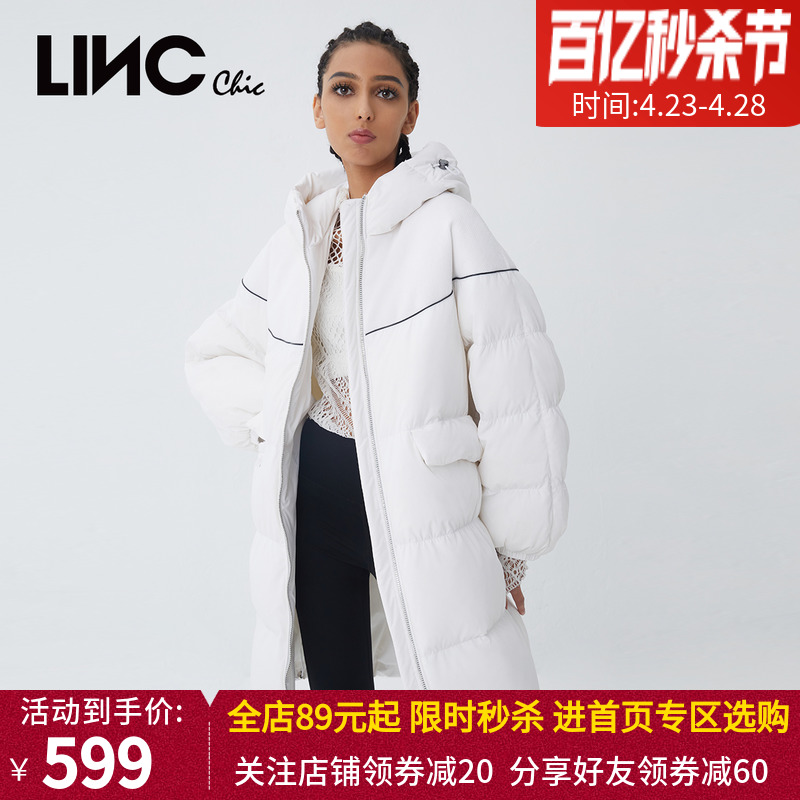 商场同款LINC金羽杰2021冬新面包感中长款羽绒服外套女Y21606264