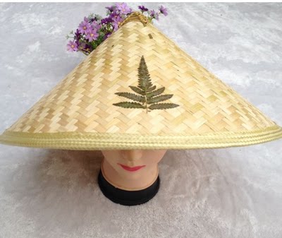 男士斗笠帽夏天尖顶草帽竹编帽户外表演钓鱼遮阳农民装饰防晒竹子