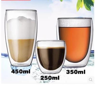 隔热双层玻璃杯耐热咖啡杯创意透明茶杯大容量饮料杯水杯牛奶杯