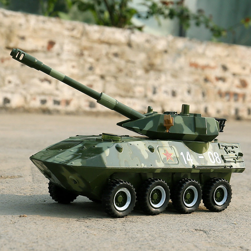仿真八轮装甲车坦克合金玩具车模型军事军车声光回力战车一德良友