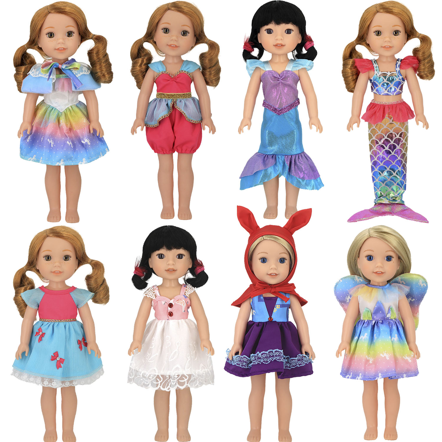 36厘米美国女孩玩具服饰西班牙洋娃娃衣服宝拉公主裙美人鱼换装