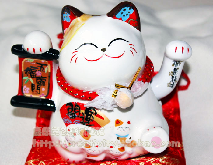 五福临门陶瓷摇手招财猫摆件 金石工坊电动创意金运招福招手猫|ruв категории Домашний быт, декоративная посуда, счастливая кошка - от Buy2taobao.com для оказания профессиональной услуги покупки агента Taobao