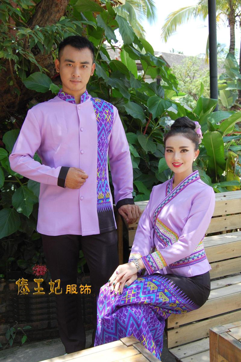 泰国餐厅工作服男女长袖东南亚风格男女搭配服务员收银员传菜员