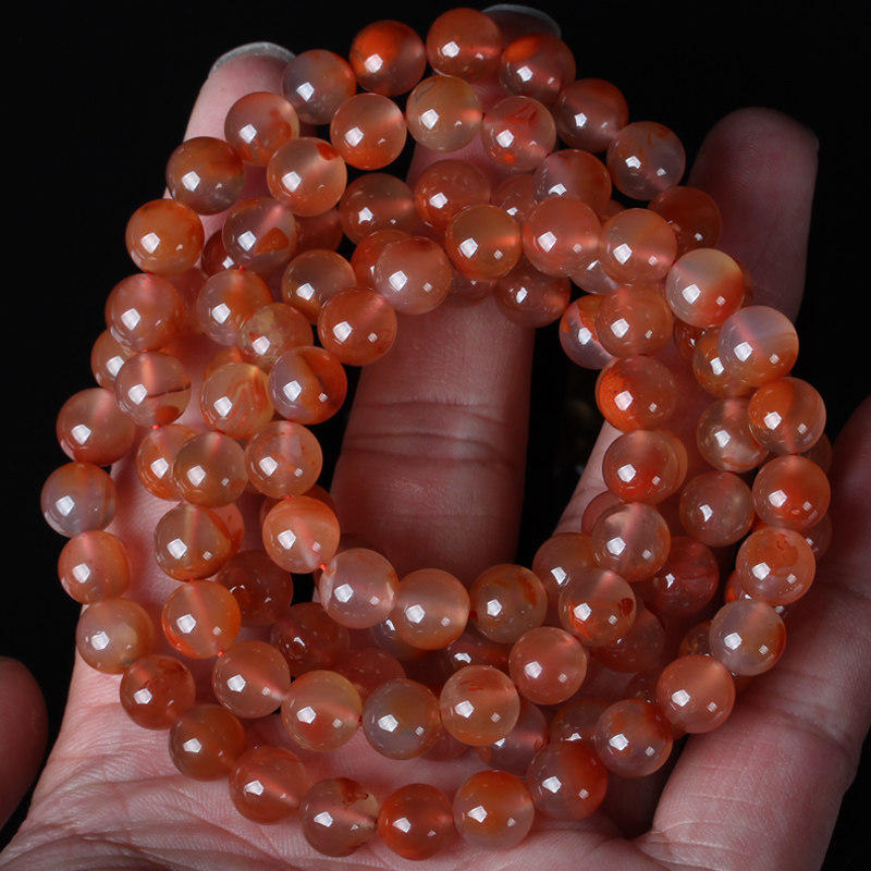 82.60g冰种飘红南红玛瑙手链 d65