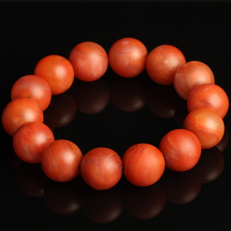 73.03克 保山南红玛瑙手链 磨砂哑光效果 m34