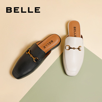 百丽穆勒凉拖女2020春夏新品羊皮英伦风外穿平底凉鞋BLNP7AH0预
