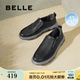 百丽男鞋一脚蹬休闲鞋夏季打孔透气商务休闲真皮爸爸鞋A1509BM3