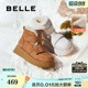 百丽厚底羊毛雪地靴女靴冬季新款加绒保暖休闲短靴棉鞋D1X1DDD4