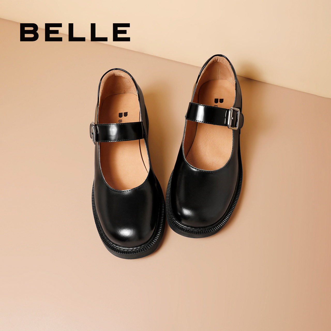 百丽复古玛丽珍鞋女秋新商场同款jk鞋英伦风皮鞋v5m2dcq0