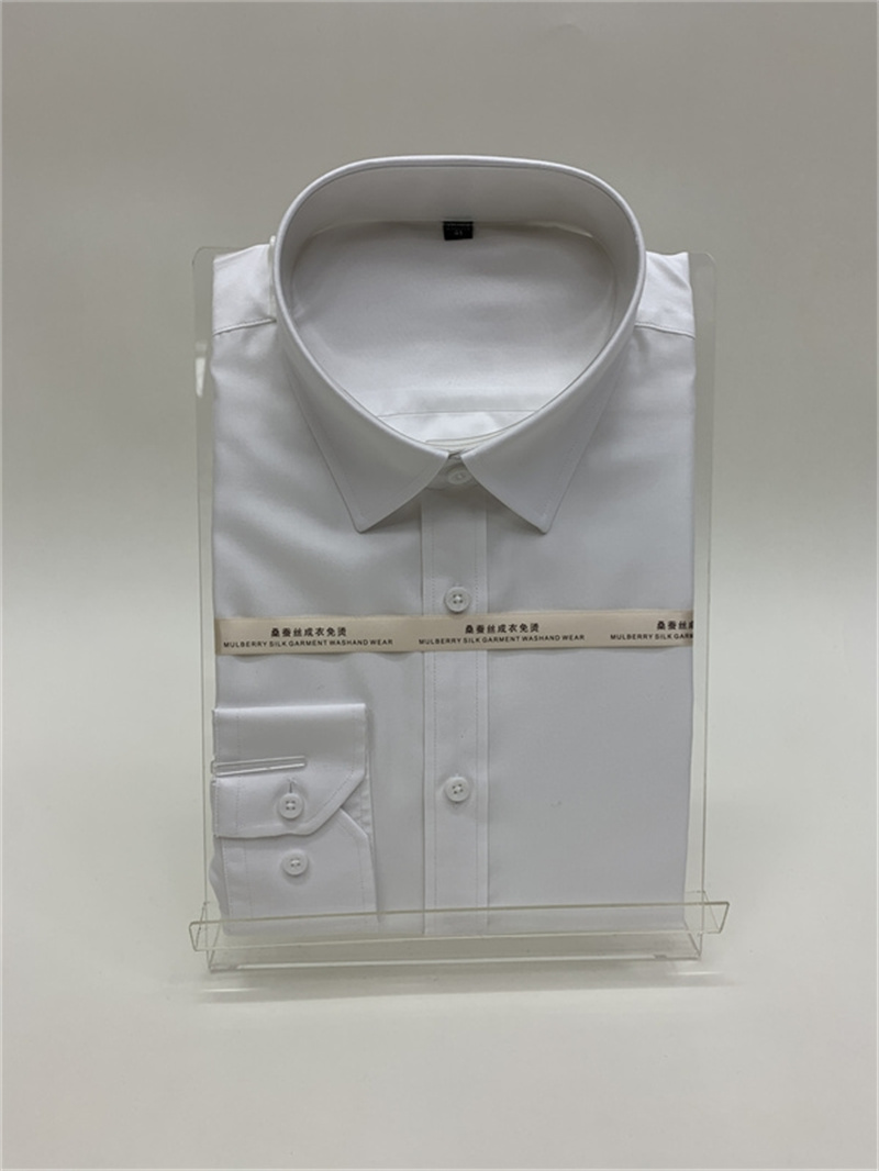 高品质品牌四季款高支纱商务绅士桑蚕丝男士白色长袖衬衫铭盛缘