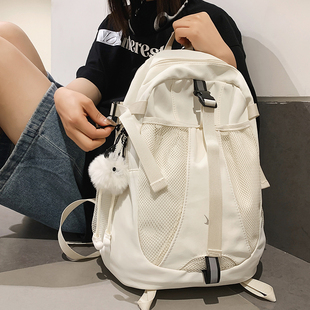韩系博主运动风双肩包女新款百搭大容量旅行背包学生上课电脑书包