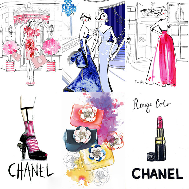 口红香奈儿_手绘chanel大牌口红香水ins简约风卡片纸拍照道具背景纸