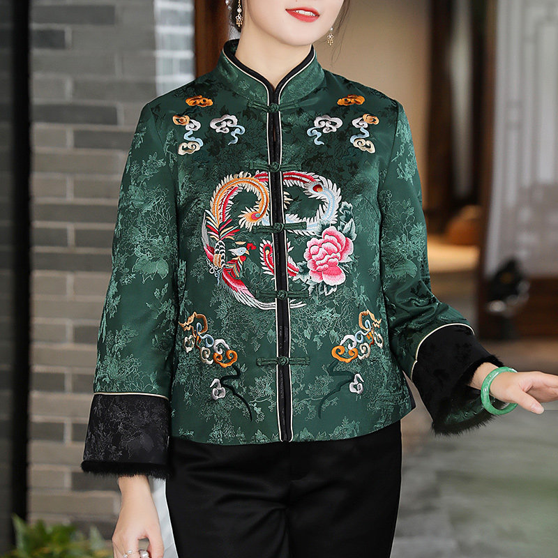 唐装女装中国风妈妈冬装外套短款中老年棉衣棉服复古中式盘扣上衣