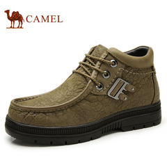 Camel骆驼男鞋冬季新款男靴真皮牛皮日常休闲短筒高帮鞋皮靴