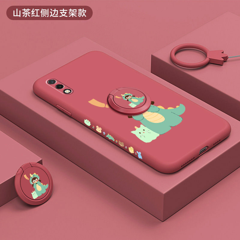 华为荣耀9x手机壳女款9xpro侧边恐龙指环液态硅胶软9i支架新品个性