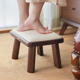 家用门口换鞋凳客厅茶几全实木软垫舒适小凳子宝宝儿童小板凳矮凳