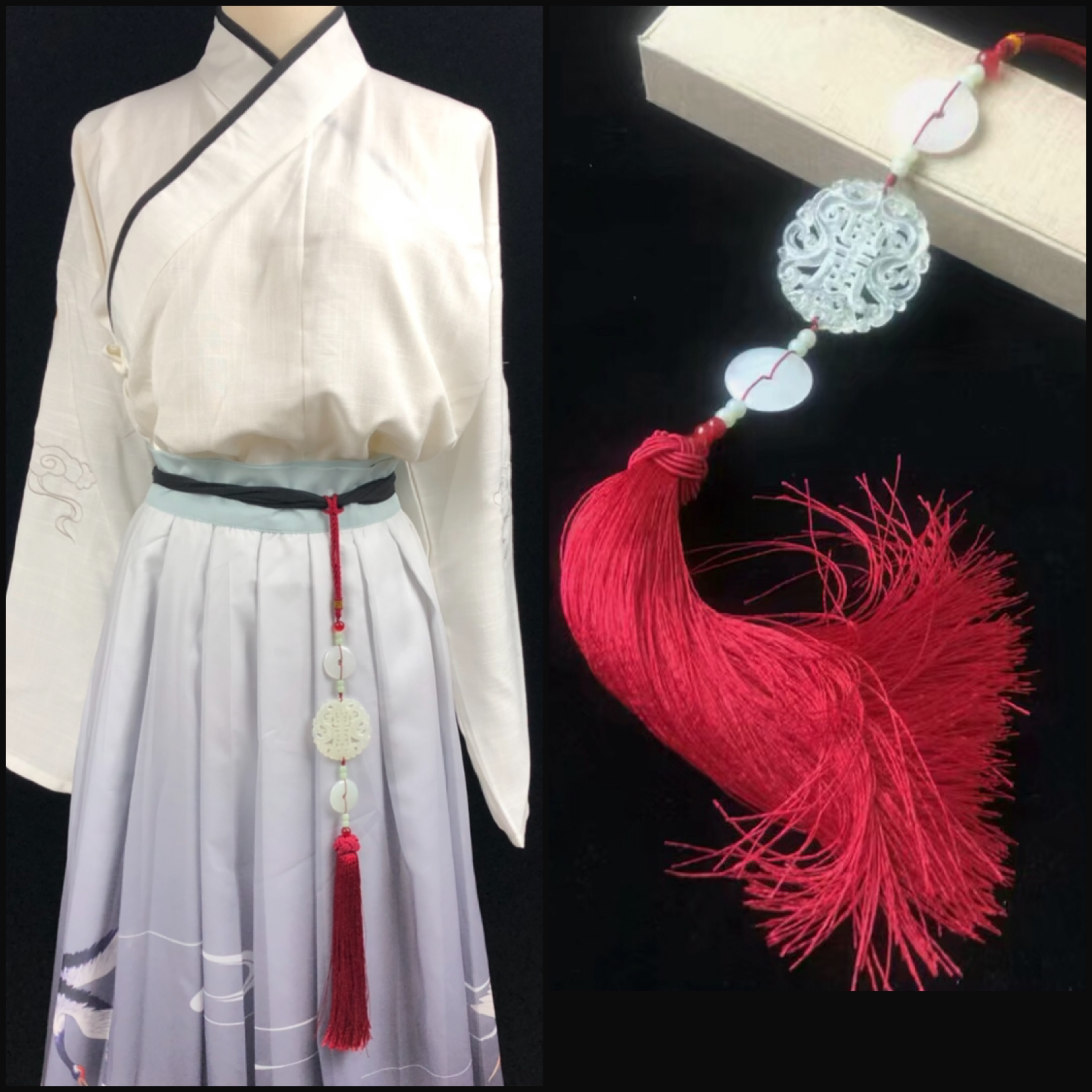 天然岫玉玉佩平安扣流苏古风男女腰佩禁步古典饰品汉服旗袍配饰