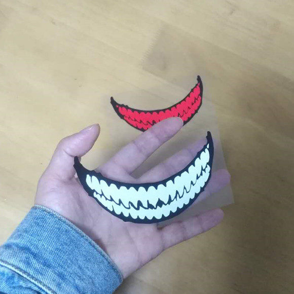 毒液獠牙小丑笑脸利齿嘴巴图案汽车贴纸机车汽车装饰贴