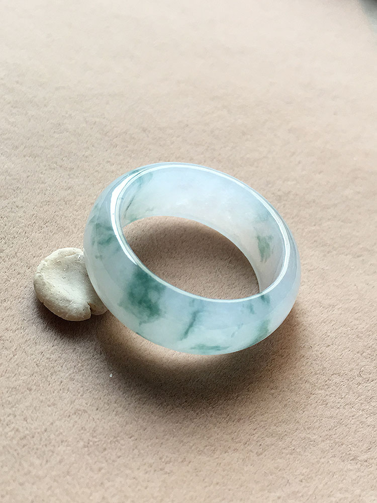 翡翠冰种飘花指环戒圈兰花戒19mma货老坑种高档冰花戒指20号圈——玉