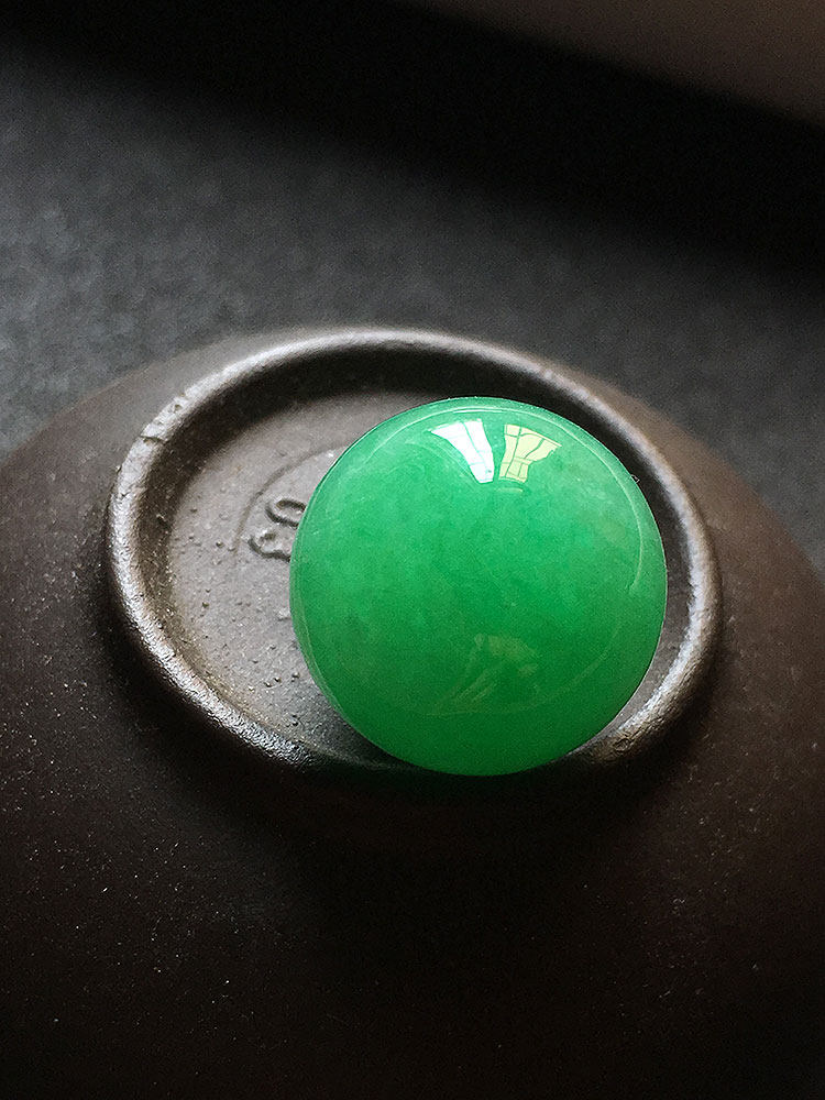 翡翠冰种翠绿色满绿色珠子吊坠圆珠配珠女款14mma货老种高档绿珠