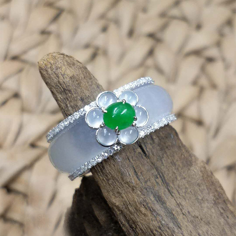 翡翠指环戒托18k金戒托素圈金戒指女镶嵌戒套空戒指拖k金空托裸圈