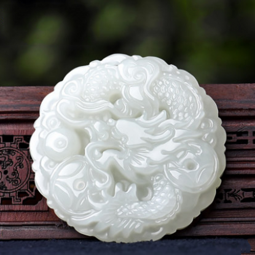 保真新疆天然和田玉吊坠生肖属龙玉佩男款白玉龙牌霸气玉项链挂件