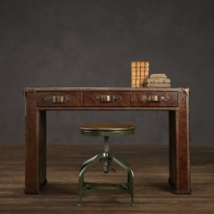 工业牛皮桌/复古桌/写字台/办公桌/Slab Console Leather Table