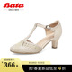 Bata春商场新款编织优雅软底女包头凉鞋AD336AK3