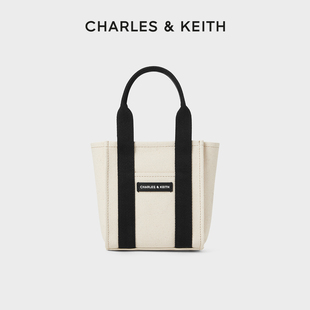 CHARLES&KEITH24夏新品CK2-30782391简约小号帆布手提斜挎托特包