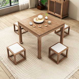 实木中堂八仙桌客厅家用方桌茶桌椅组合新中式茶台供桌条案翘头桌