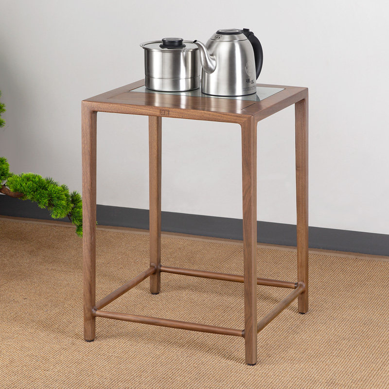 汉唐黑胡桃茶水架家用客厅自动上水茶台中式实木泡茶架子小边柜