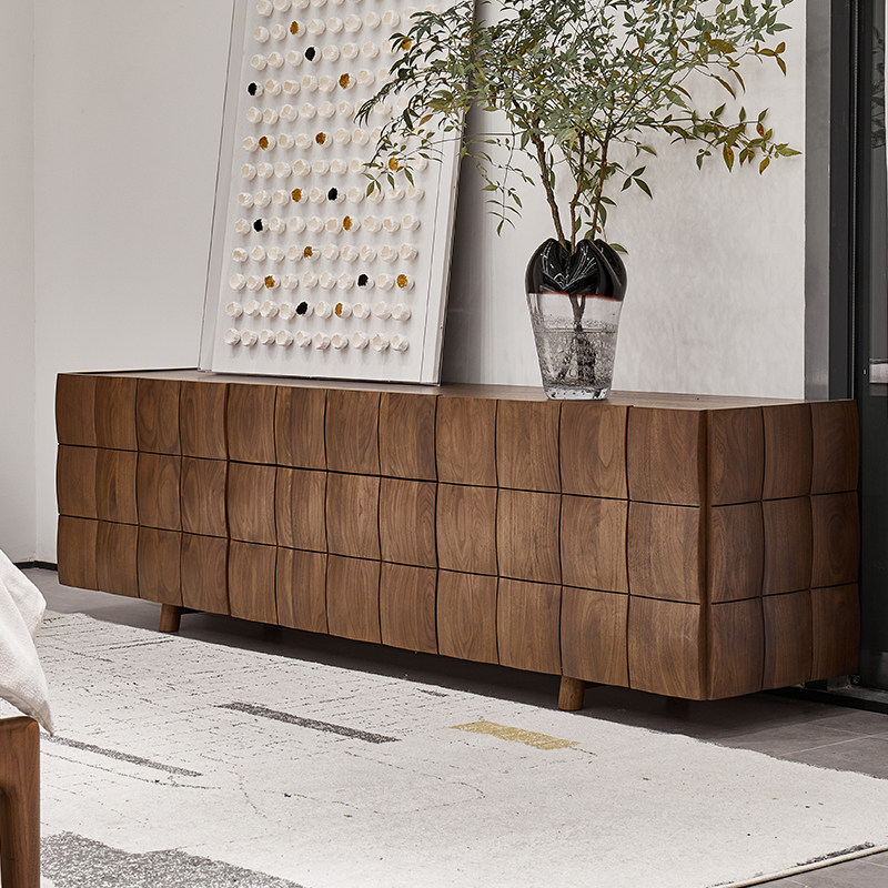 爱绿居北美黑胡桃木北欧全实木家具电视柜客厅地柜电视桌轻奢网红