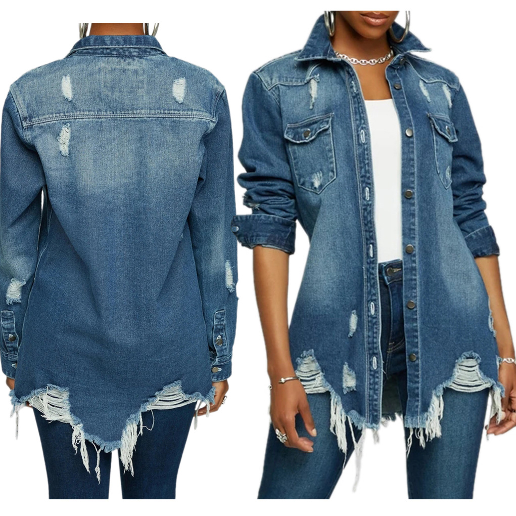 women fashion jeans jacket 2023欧美跨境性感时尚女装牛仔外套
