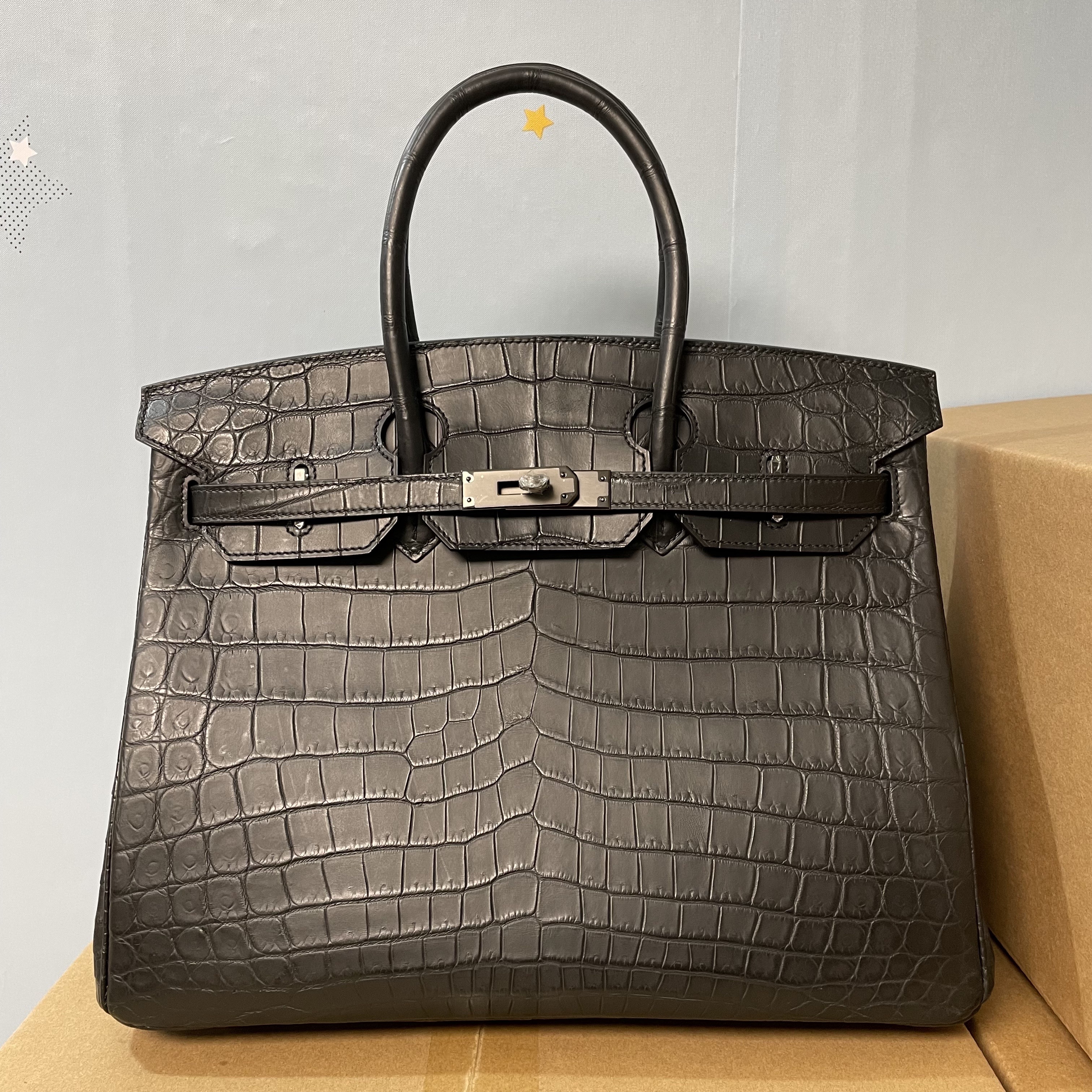 铂金包真皮35_雾面尼罗鳄铂金35cm女包手提包真鳄鱼皮全真皮手缝蜡线