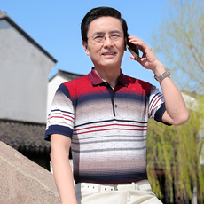 批发<b class='q'>夏</b>季中老年POLO衫爸爸装短袖T恤男上衣服冰丝爷爷装QT5011-P30