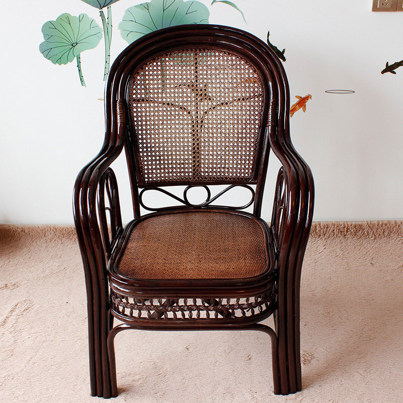 家用藤编休闲藤椅子植物藤手工编织客厅阳台扶手椅餐椅办公写字椅