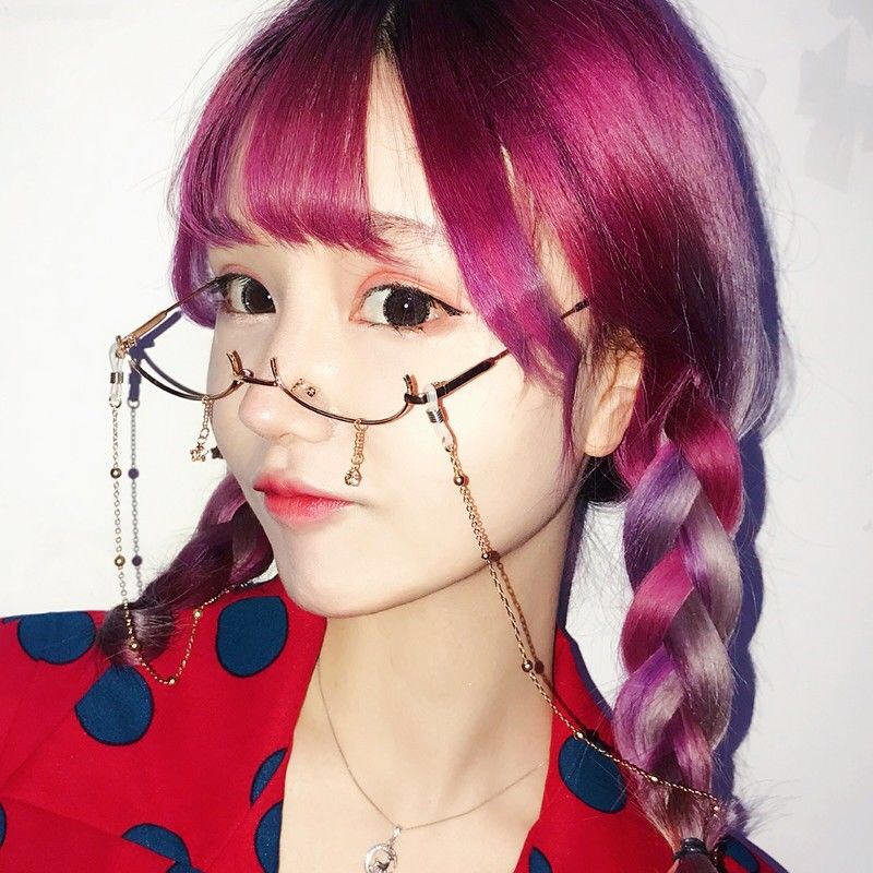 抖音网红同款 下半框水滴眼睛架 女网红同款装饰链条吊坠眼镜框|ruв категории ZIPPO/швейцарский армейский нож/очки, очки - от Buy2taobao.com для оказания профессиональной услуги покупки агента Taobao