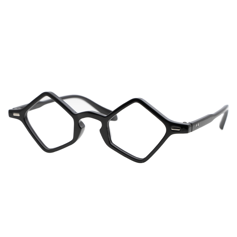 小众无镜片眼镜框不规则多边形菱形男女生个性塑料深咖空框眼镜架