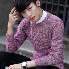 小清新男土长袖羊毛衫韩国男士毛衣青少年纯色潮流加厚针织衫线衣