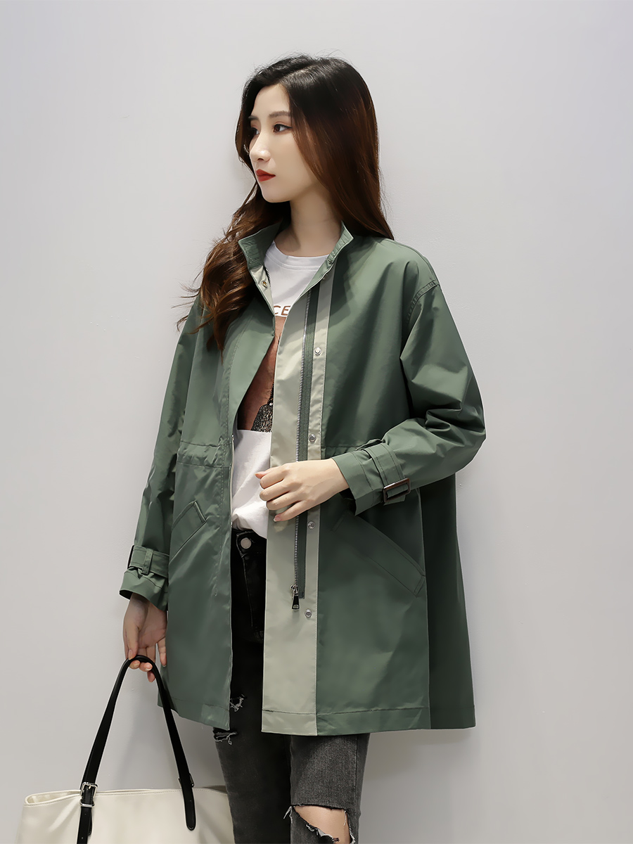 原创时尚宽松气质九分袖风衣女中长款春夏薄款长袖小个子外套女