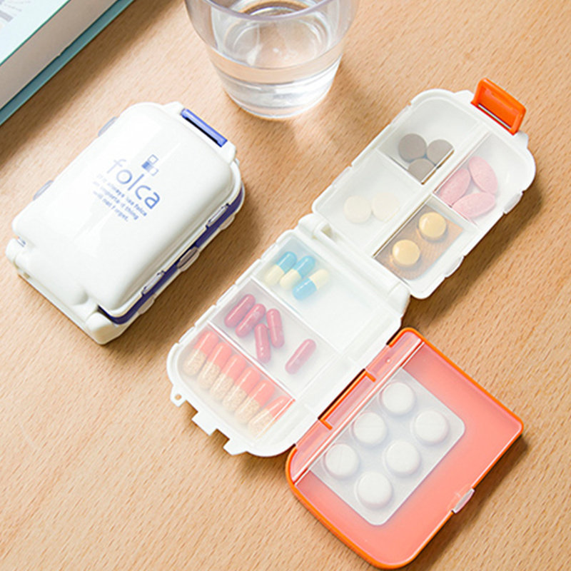 日本fasola小药盒便携式药品盒一周旅行随身切药片药丸分装药盒子