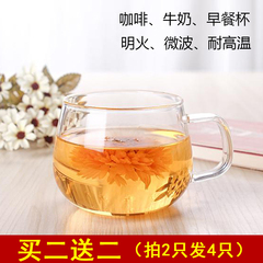 耐热玻璃水杯 品茶杯子 透明牛奶杯咖啡杯创意花茶杯柠檬杯早餐杯