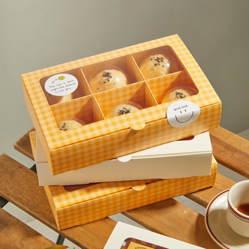 6粒装80g包装盒蛋黄酥雪媚娘开窗雪花酥甜品点心盒托盒烘焙包装