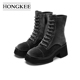Hongkee/红科短靴圆头厚底休闲女靴2023新款金丝绒靴子HA83S436
