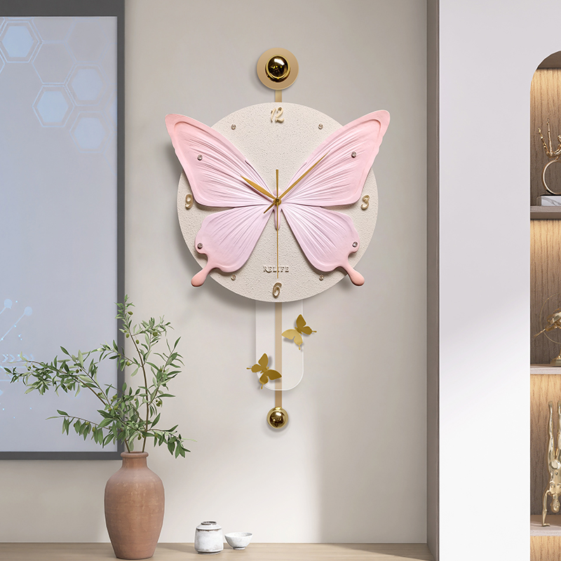 挂钟客厅现代轻奢时尚家用钟表创意个性蝴蝶挂表餐厅书房创意时钟