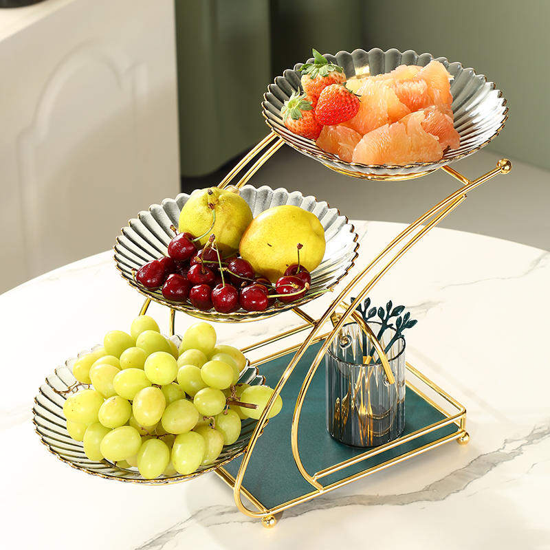 果盘家用2021新款多层漂亮的精致的网红水果盘客厅家用茶几摆盘