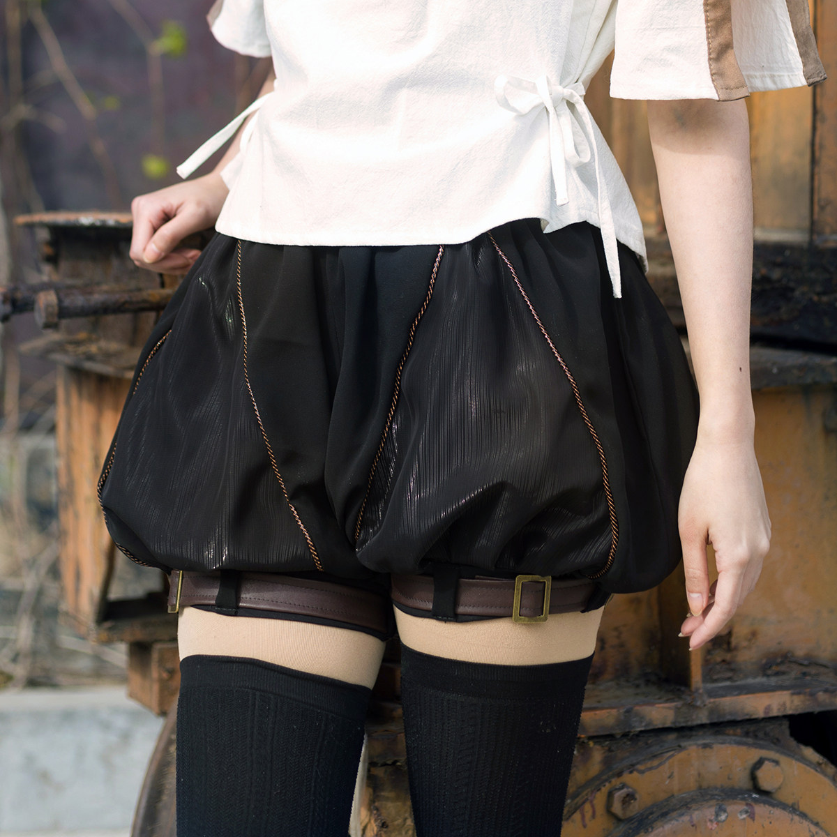 先生的蒸汽大陆黑色雪纺拼接夏季内搭打底可外穿蓬蓬裤南瓜短裤优惠券