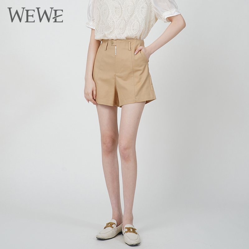 WEWE唯唯夏季新品女装简约大气时尚通勤休闲短裤高腰百搭