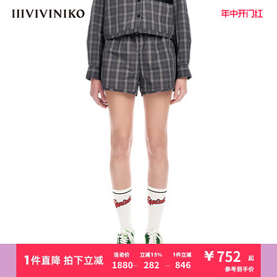 IIIVIVINIKO“意大利LIMONTA色织”格纹运动短裤子女M310817126B