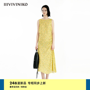 IIIVIVINIKO2024夏季新款“限定古典花型”复古碎花吊带连衣裙女